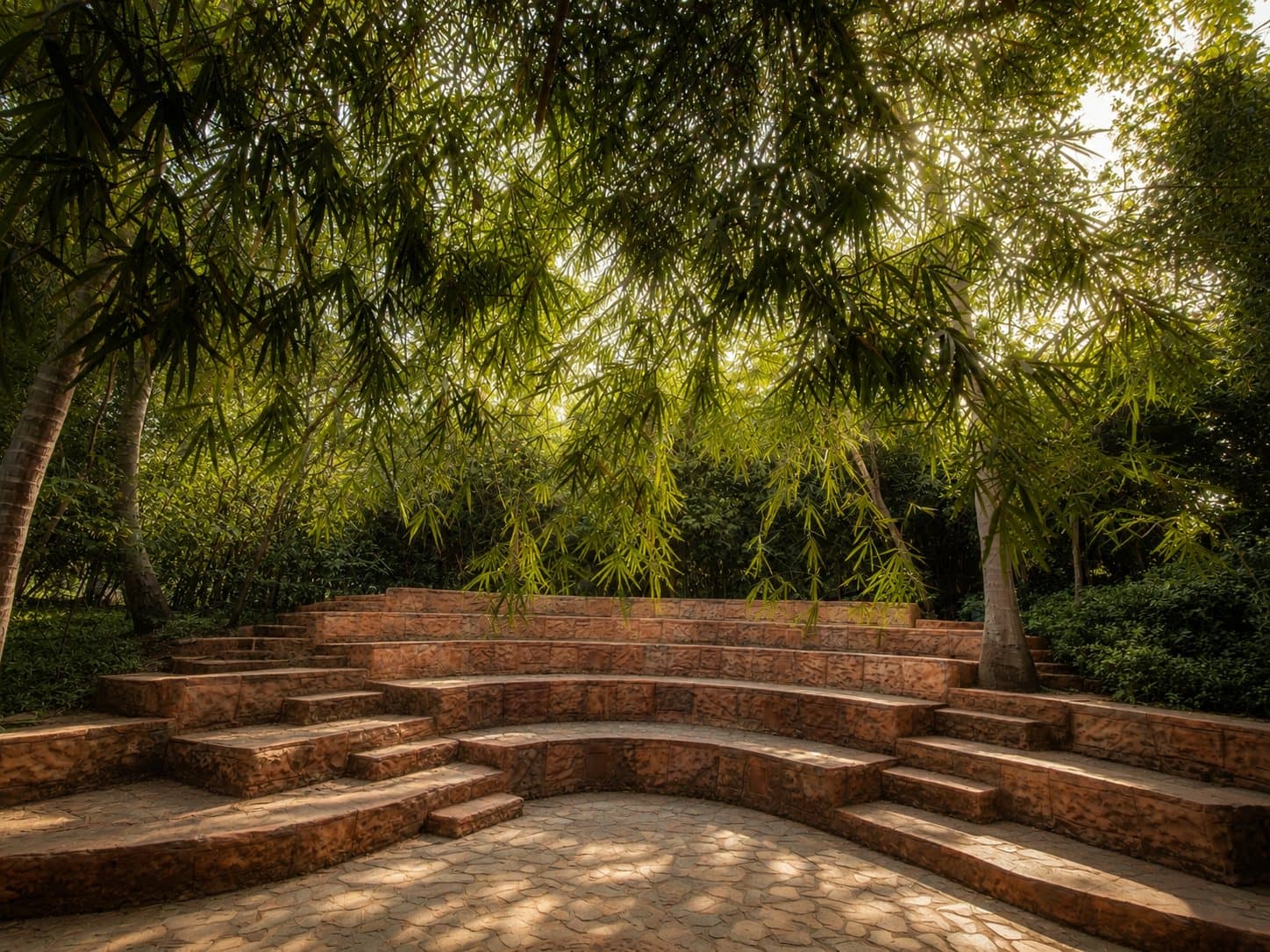 Floral mandap in open amphitheatre